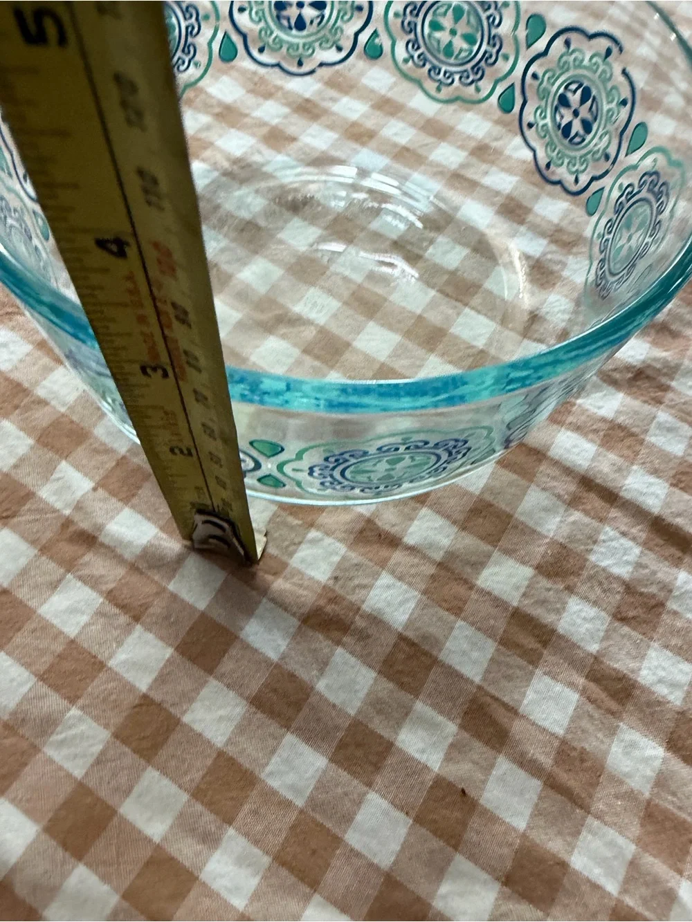 Pyrex Clear Glass Blue Flowered Bowl